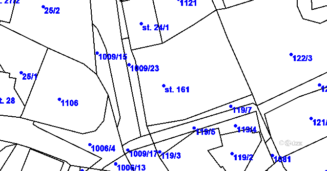Parcela st. 161 v KÚ Zdíkov, Katastrální mapa