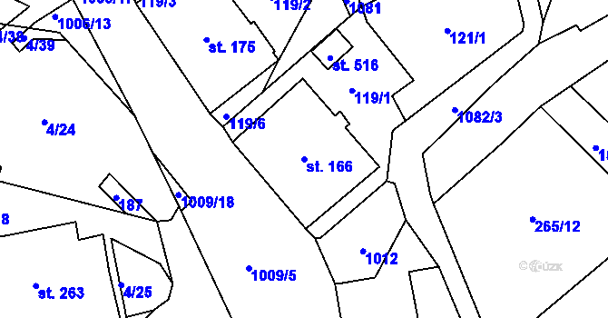Parcela st. 166 v KÚ Zdíkov, Katastrální mapa