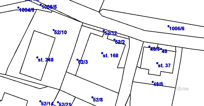 Parcela st. 168 v KÚ Zdíkov, Katastrální mapa