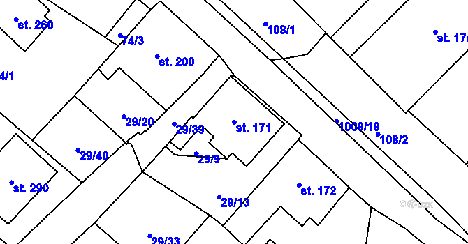 Parcela st. 171 v KÚ Zdíkov, Katastrální mapa
