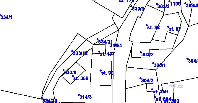 Parcela st. 177 v KÚ Zdíkov, Katastrální mapa