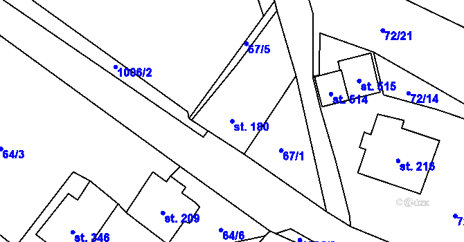 Parcela st. 180 v KÚ Zdíkov, Katastrální mapa