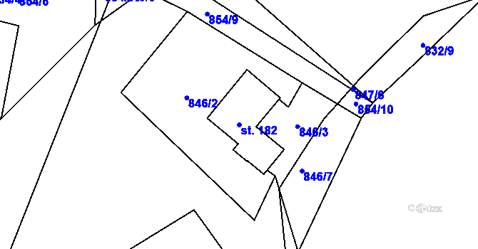 Parcela st. 182 v KÚ Zdíkov, Katastrální mapa