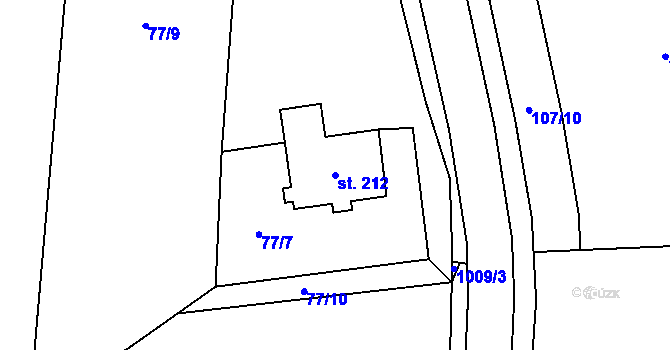 Parcela st. 212 v KÚ Zdíkov, Katastrální mapa