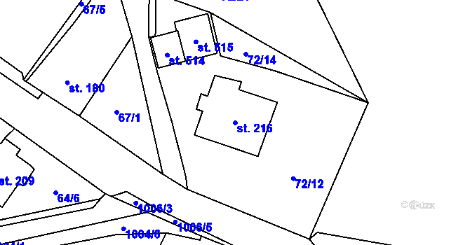 Parcela st. 216 v KÚ Zdíkov, Katastrální mapa