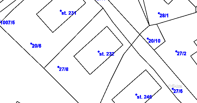Parcela st. 232 v KÚ Zdíkov, Katastrální mapa