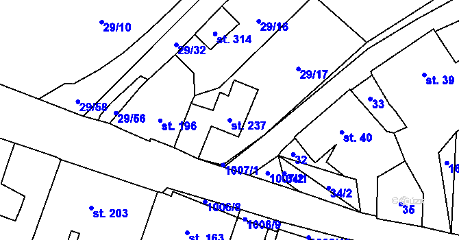 Parcela st. 237 v KÚ Zdíkov, Katastrální mapa
