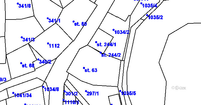 Parcela st. 244/2 v KÚ Zdíkov, Katastrální mapa