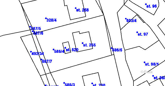 Parcela st. 255 v KÚ Zdíkov, Katastrální mapa