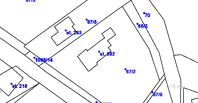 Parcela st. 282 v KÚ Zdíkov, Katastrální mapa