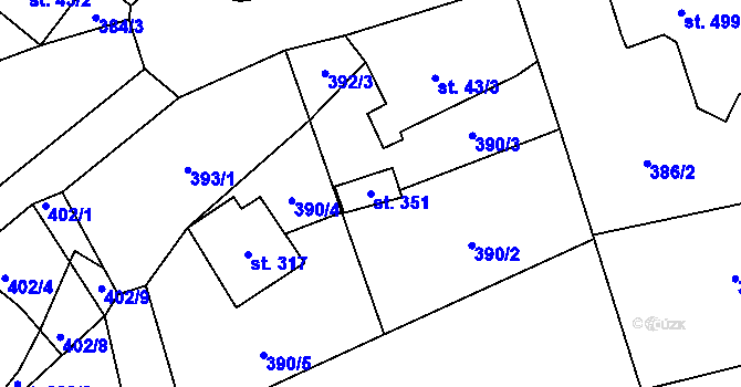 Parcela st. 351 v KÚ Zdíkov, Katastrální mapa