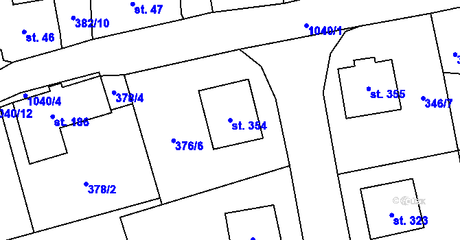 Parcela st. 354 v KÚ Zdíkov, Katastrální mapa