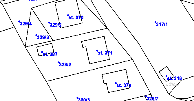 Parcela st. 371 v KÚ Zdíkov, Katastrální mapa