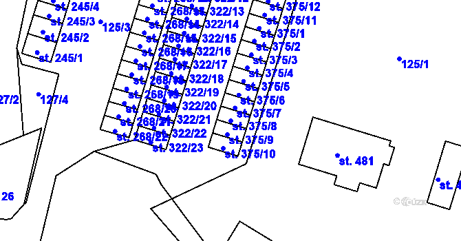 Parcela st. 375/8 v KÚ Zdíkov, Katastrální mapa