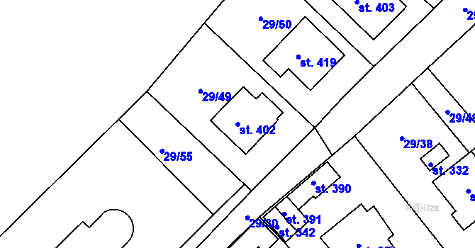 Parcela st. 402 v KÚ Zdíkov, Katastrální mapa