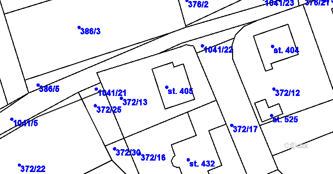 Parcela st. 405 v KÚ Zdíkov, Katastrální mapa