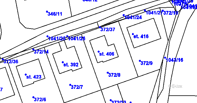 Parcela st. 406 v KÚ Zdíkov, Katastrální mapa
