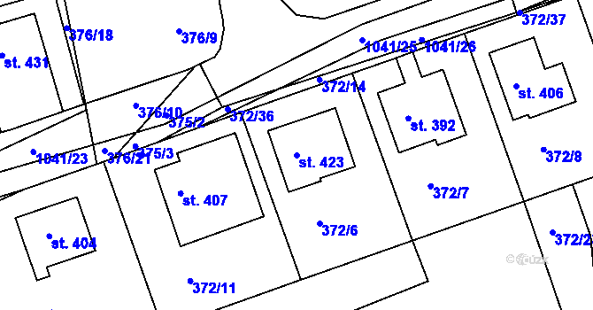 Parcela st. 423 v KÚ Zdíkov, Katastrální mapa