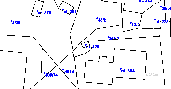 Parcela st. 428 v KÚ Zdíkov, Katastrální mapa