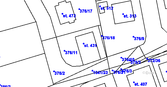 Parcela st. 431 v KÚ Zdíkov, Katastrální mapa