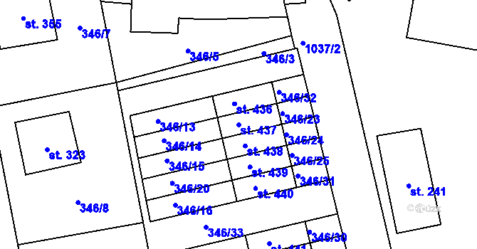 Parcela st. 437 v KÚ Zdíkov, Katastrální mapa