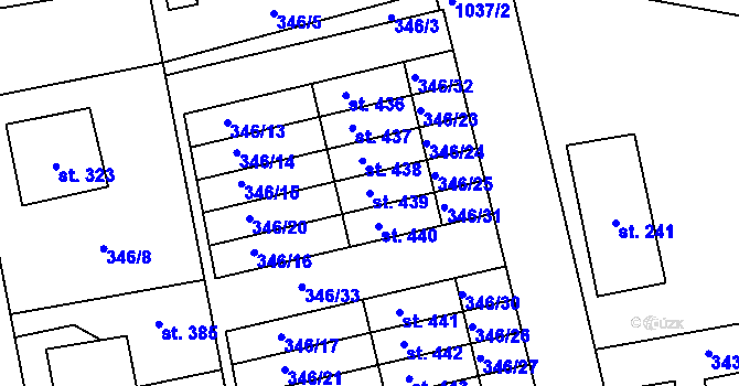Parcela st. 439 v KÚ Zdíkov, Katastrální mapa