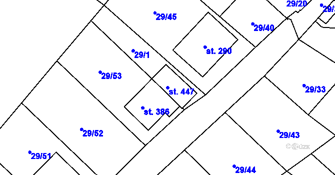 Parcela st. 447 v KÚ Zdíkov, Katastrální mapa