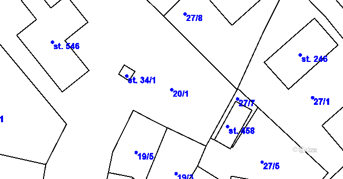 Parcela st. 20/1 v KÚ Zdíkov, Katastrální mapa