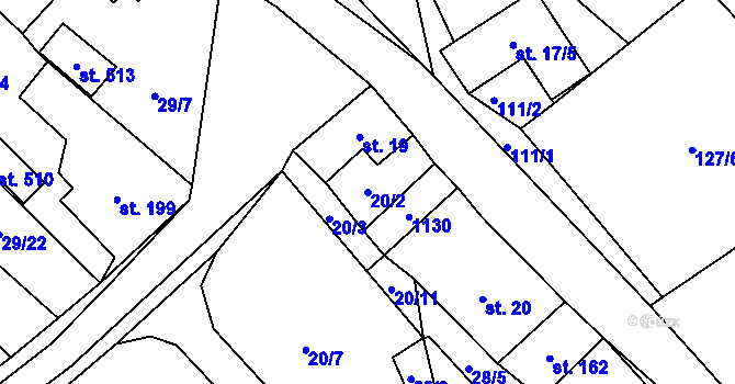 Parcela st. 20/2 v KÚ Zdíkov, Katastrální mapa