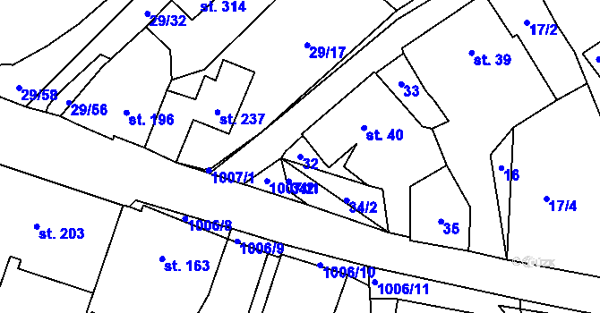 Parcela st. 32 v KÚ Zdíkov, Katastrální mapa