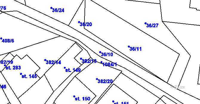 Parcela st. 36/10 v KÚ Zdíkov, Katastrální mapa