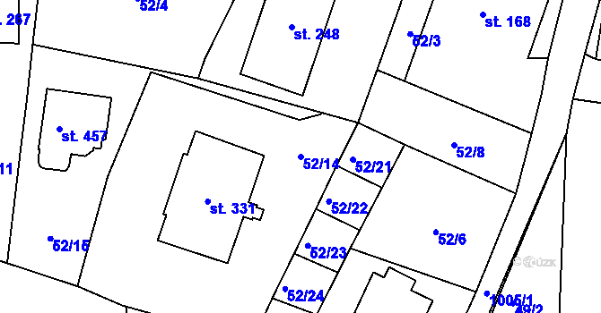 Parcela st. 52/14 v KÚ Zdíkov, Katastrální mapa