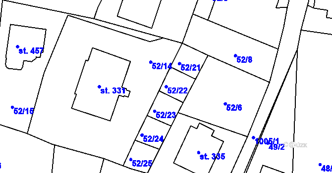 Parcela st. 52/22 v KÚ Zdíkov, Katastrální mapa