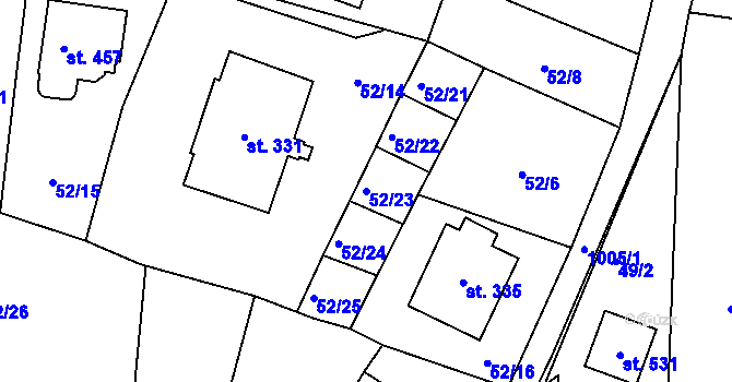 Parcela st. 52/23 v KÚ Zdíkov, Katastrální mapa