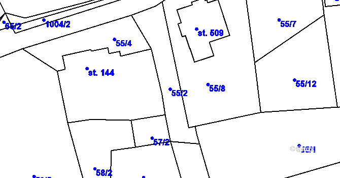 Parcela st. 55/2 v KÚ Zdíkov, Katastrální mapa