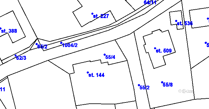 Parcela st. 55/4 v KÚ Zdíkov, Katastrální mapa