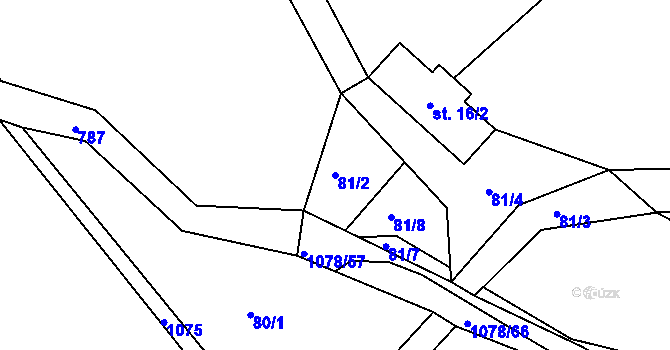 Parcela st. 81/2 v KÚ Zdíkov, Katastrální mapa