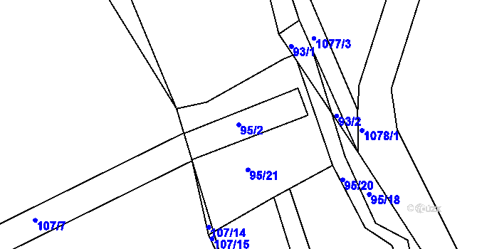 Parcela st. 95/2 v KÚ Zdíkov, Katastrální mapa
