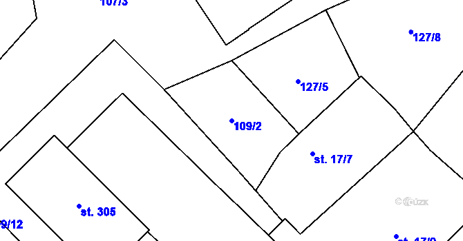 Parcela st. 109/2 v KÚ Zdíkov, Katastrální mapa