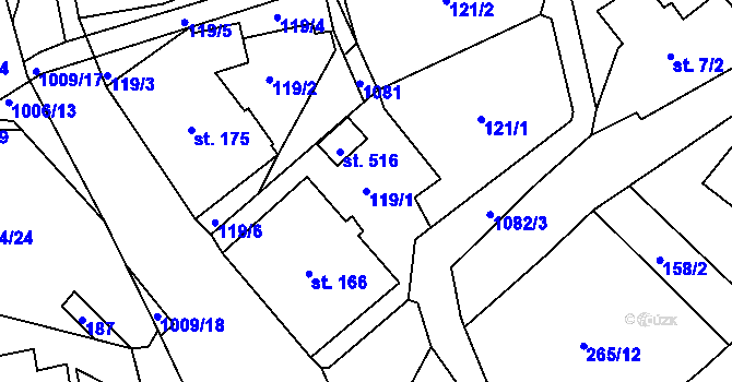 Parcela st. 119/1 v KÚ Zdíkov, Katastrální mapa