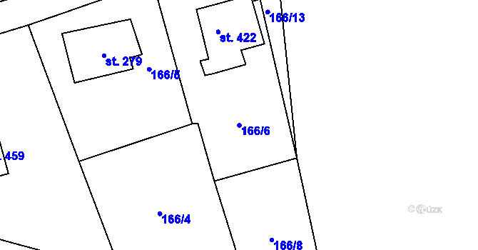 Parcela st. 166/6 v KÚ Zdíkov, Katastrální mapa
