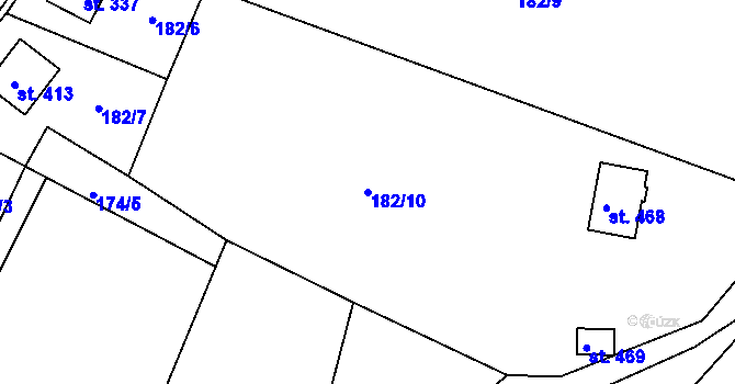 Parcela st. 182/10 v KÚ Zdíkov, Katastrální mapa