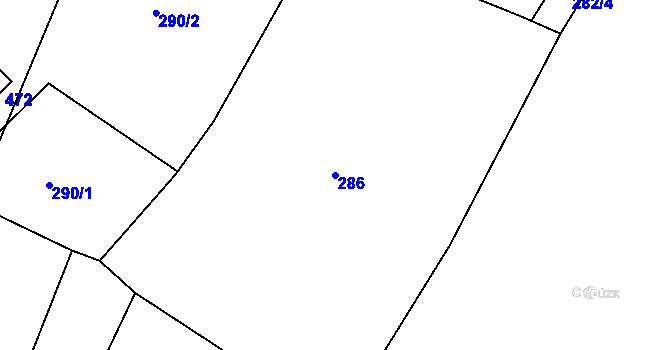 Parcela st. 286 v KÚ Zdíkov, Katastrální mapa