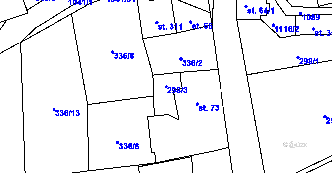 Parcela st. 298/3 v KÚ Zdíkov, Katastrální mapa