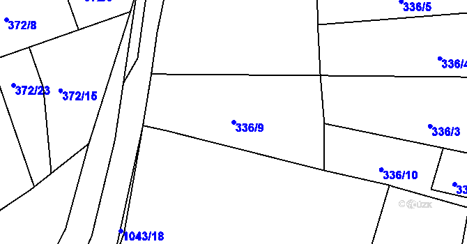 Parcela st. 336/9 v KÚ Zdíkov, Katastrální mapa