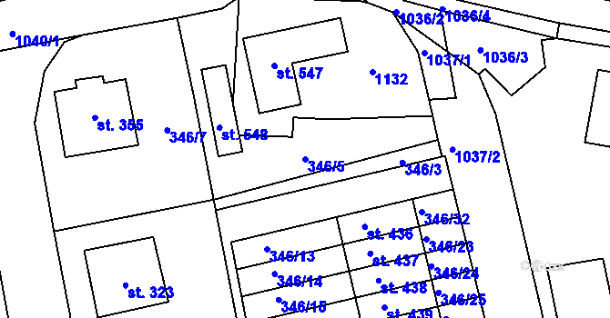 Parcela st. 346/5 v KÚ Zdíkov, Katastrální mapa