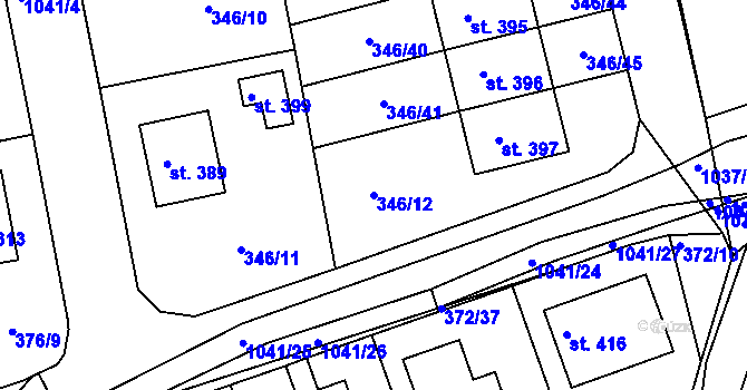 Parcela st. 346/12 v KÚ Zdíkov, Katastrální mapa