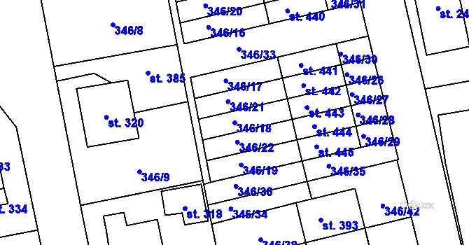 Parcela st. 346/18 v KÚ Zdíkov, Katastrální mapa