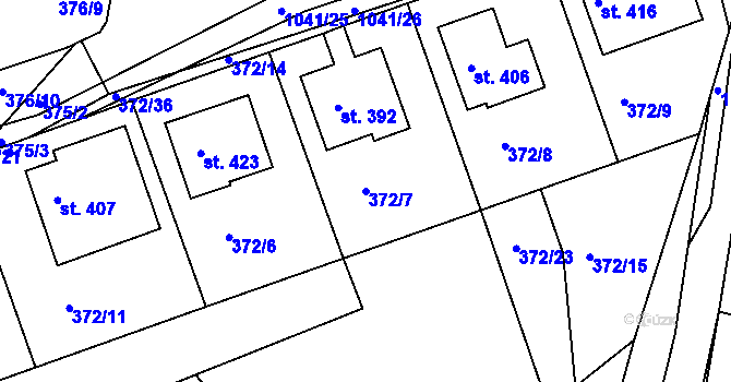 Parcela st. 372/7 v KÚ Zdíkov, Katastrální mapa