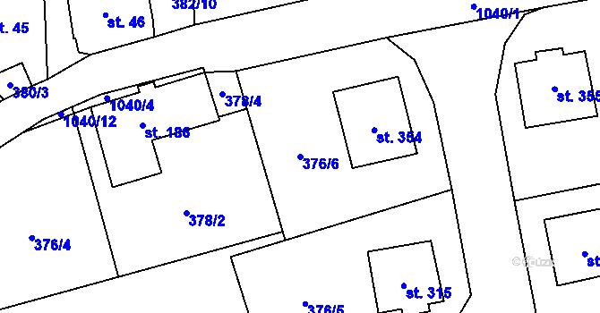 Parcela st. 376/6 v KÚ Zdíkov, Katastrální mapa